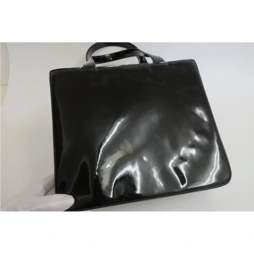 Chanel Authentic Black Enamel Tote Shoulder Bag - Picture 6 of 13